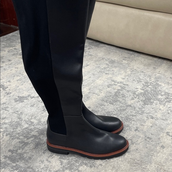 New Stuart Weitzman Adrina City Boot Over The Knee 5050 Black Leather Sz 7.5 - Picture 5 of 14